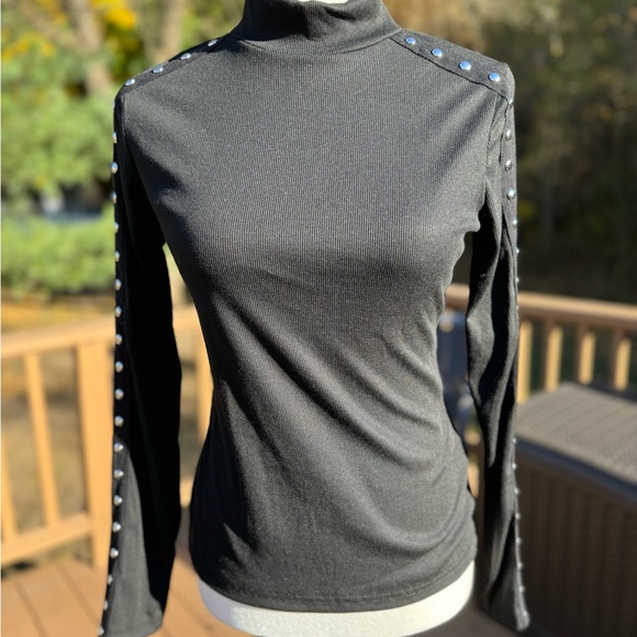 Shein Studded Mock Neck Shirt - Picture 1 of 7
